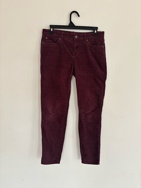 GAP Premium Skinny Corduroy Pants Burgundy Wine Size 4
